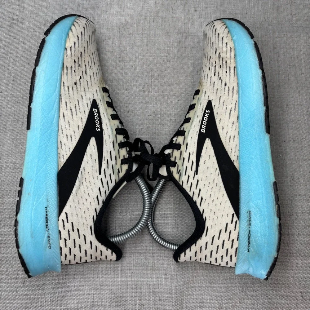 Brooks Hyperion Tempo Running Shoes White Black Blue Mesh Sneaker‎ Women's 7.5